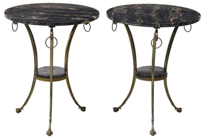 (2) NEOCLASSICAL STYLE BRONZE & MARBLE GUERIDONS