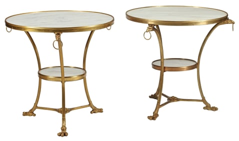 (2) NEOCLASSICAL STYLE MARBLE-TOP ORMOLU GUERIDONS
