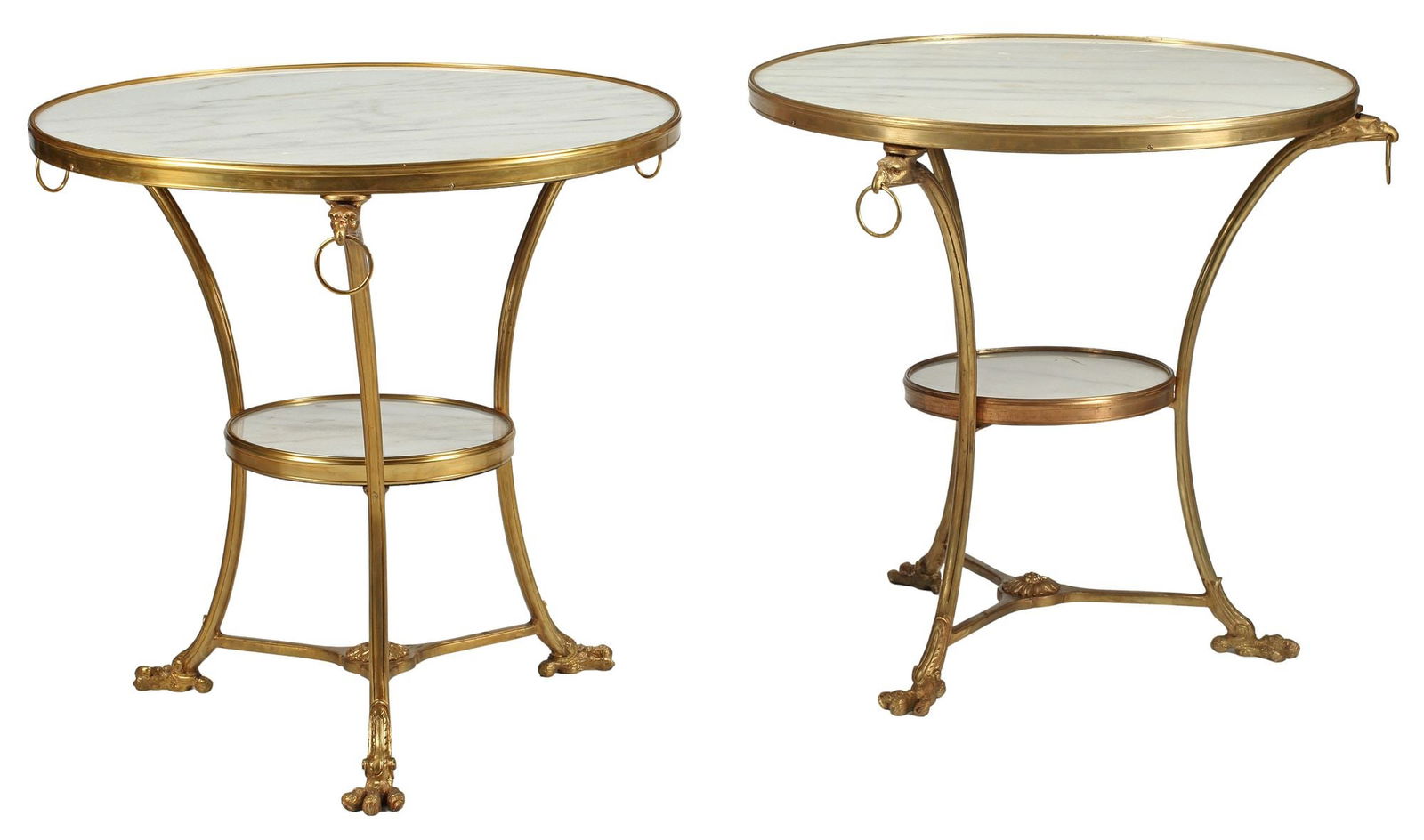 (2) NEOCLASSICAL STYLE MARBLE-TOP ORMOLU GUERIDONS (1 of 4)