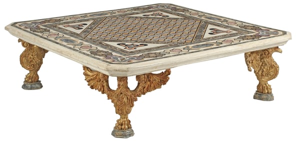 PIETRA DURA SPECIMEN MARBLE-TOP COFFEE TABLE