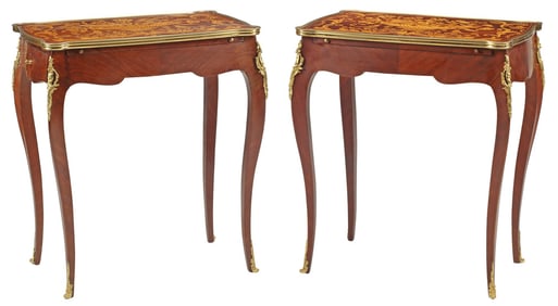 (2) LOUIS XV STYLE MARQUETRY WRITING TABLES