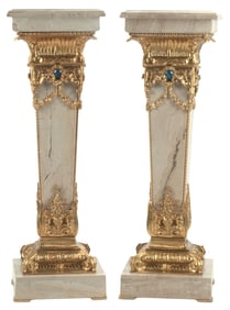 (2) REGENCE STYLE ORMOLU-MOUNTED MARBLE PEDESTALS