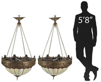 (2) AMERICAN BRONZE & GLASS CEILING LIGHTS