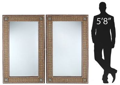 (2) MOORISH STYLE SHELL-INLAID MIRRORS, 58.5" x 35.5"
