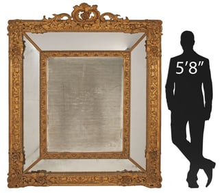 FRENCH REGENCE STYLE GILT PARCLOSE MIRROR, 78" X 58"