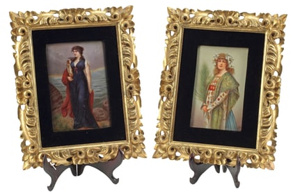 (2) FRAMED BERLIN (K.P.M.) STYLE PORCELAIN PLAQUES