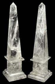 (2) ROCK CRYSTAL OBELISKS, 15.5"H