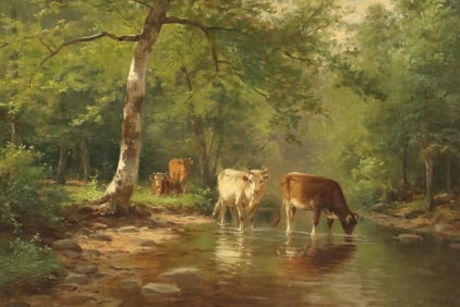 THOMAS BIGELOW CRAIG (1848-1924) BUCOLIC LANDSCAPE WITH CATTLE