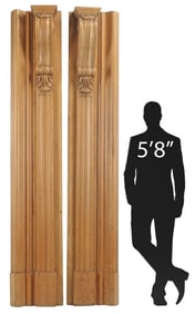 (2) ARCHITECTURAL CARVED WOOD PILASTER COLUMNS, 107.5"H