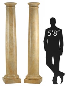 (2) ARCHITECTURAL MARBLEIZED DORIC COLUMNS, 89.5"H