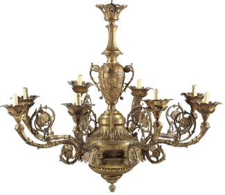 LARGE REGENCE STYLE BRONZE EIGHT-LIGHT CHANDELIER