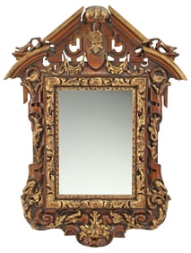 CONTINENTAL RENAISSANCE REVIVAL CARVED & PARCEL-GILT MIRROR, 49" X 36"