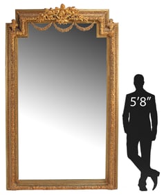 MONUMENTAL LOUIS XVI STYLE GILT MIRROR, 105" x 67"