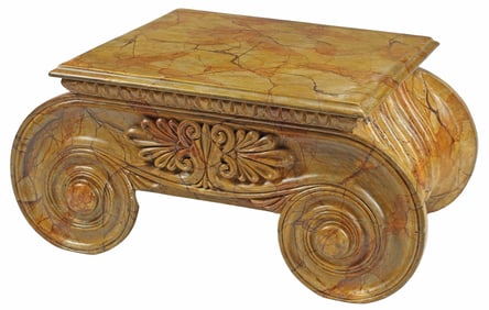 ROCOCO STYLE MARBLEIZED IONIC CAPITAL / SCROLL-FORM LOW TABLE