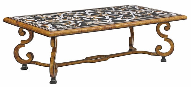 ITALIANATE PIETRA DURA & TESSELLATED PEN SHELL COFFEE TABLE
