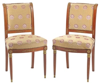 (2) FRENCH EMPIRE STYLE ORMOLU-MOUNTED SIDE CHAIRS