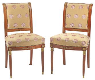 (2) FRENCH EMPIRE STYLE ORMOLU-MOUNTED SIDE CHAIRS (1 of 5)