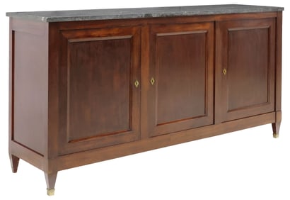 FRENCH NEOCLASSICAL STYLE MARBLE-TOP MAHOGANY SIDEBOARD