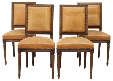 (4) FRENCH LOUIS XVI STYLE LEATHER DINING CHAIRS