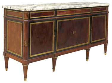 FRENCH LOUIS XVI STYLE PARCEL-EBONIZED MAHOGANY SIDEBOARD (1 of 7)