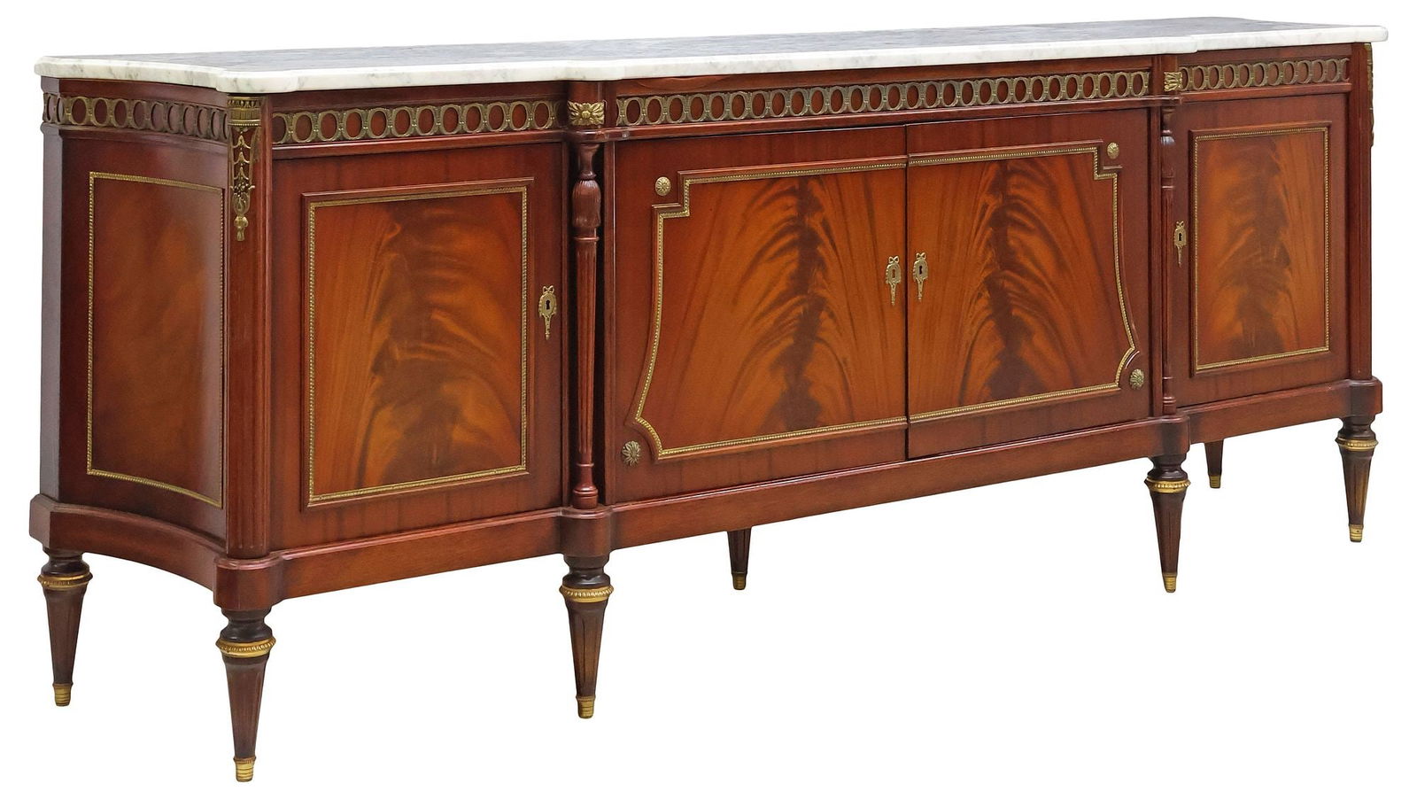 FRENCH LOUIS XVI STYLE MARBLE-TOP MAHOGANY SIDEBOARD (1 of 6)