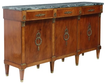 FRENCH EMPIRE STYLE MARBLE-TOP MAHOGANY SIDEBOARD