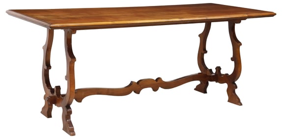ITALIAN BAROQUE STYLE MAHOGANY TRESTLE DINING TABLE