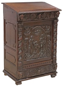 FRENCH RENAISSANCE REVIVAL CARVED OAK ECCLESIASTIC CABINET