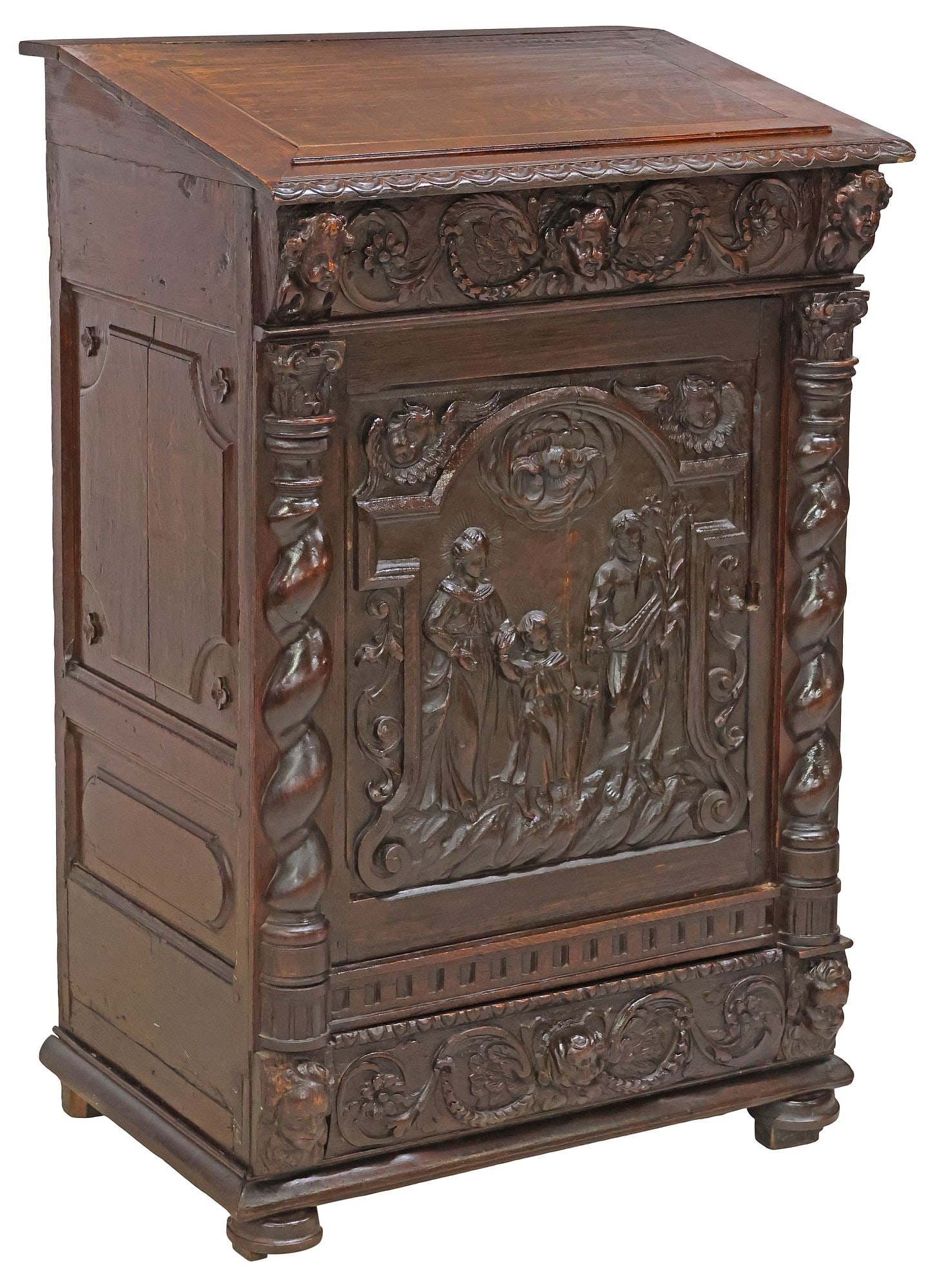 FRENCH RENAISSANCE REVIVAL CARVED OAK ECCLESIASTIC CABINET (1 of 9)