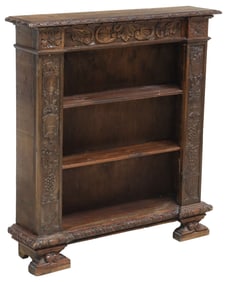 SMALL ITALIAN RENAISSANCE REVIVAL CARVED WALNUT BOOKCASE