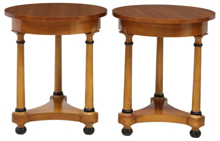 (2) FRENCH EMPIRE STYLE PARCEL EBONIZED MAHOGANY GUERIDONS