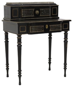 FRENCH NAPOLEON III INLAID EBONIZED BONHEUR DU JOUR