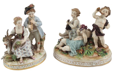 (2) MEISSEN & FRANKENTHAL PORCELAIN FIGURE GROUPS