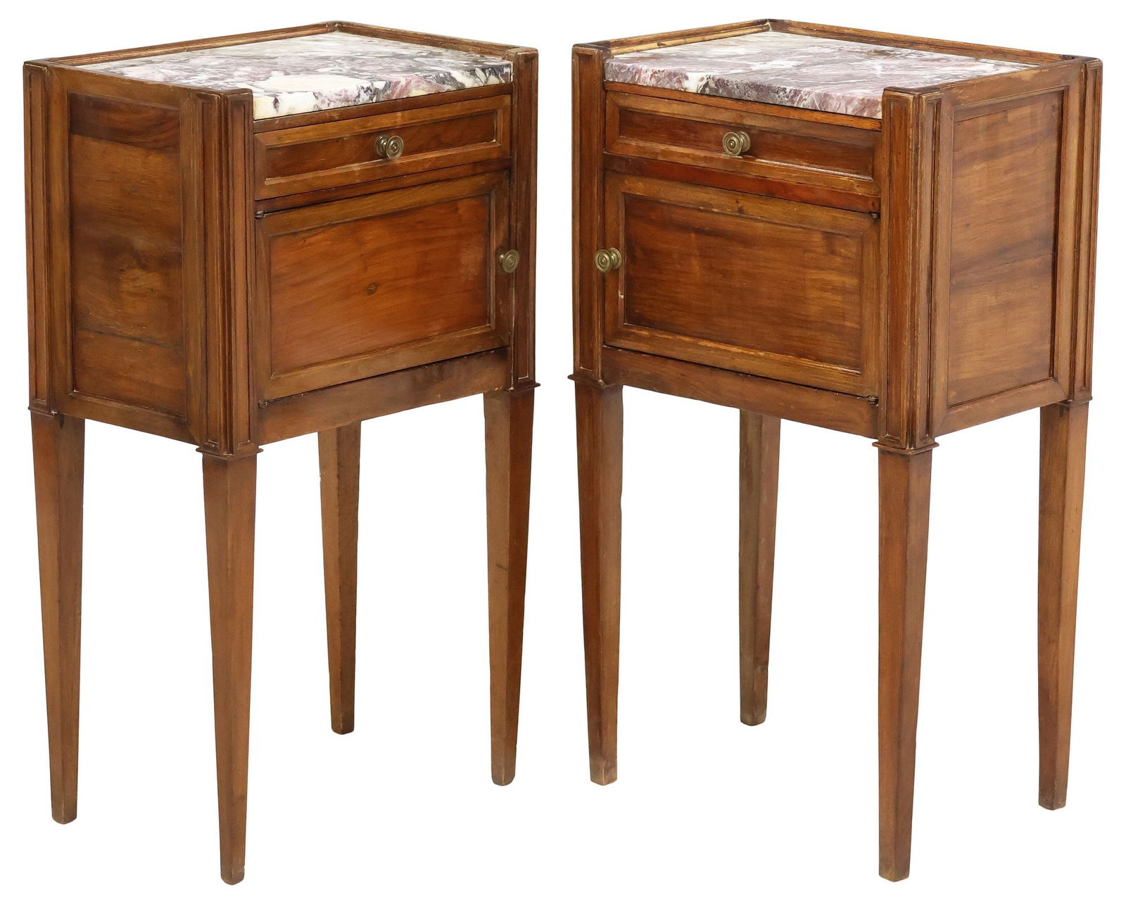 (2) ITALIAN NEOCLASSICAL MARBLE-TOP BEDSIDE CABINETS (1 of 6)