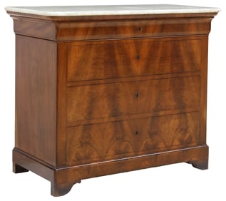 FRENCH LOUIS PHILIPPE MARBLE-TOP MAHOGANY COMMODE
