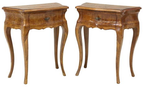 (2) ITALIAN LOUIS XV STYLE BURLED WALNUT NIGHTSTANDS (1 of 5)