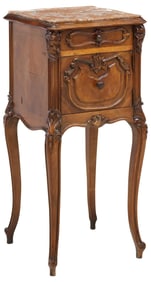 FRENCH LOUIS XV STYLE MARBLE-TOP MAHOGANY NIGHTSTAND