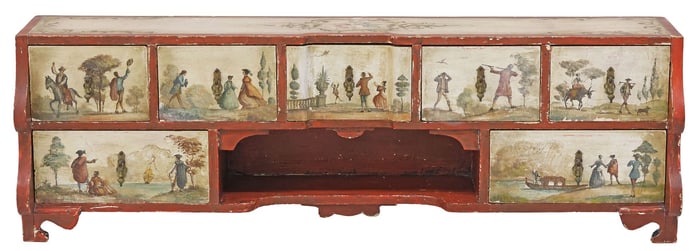 ITALIAN POLYCHROME-PAINTED TABLETOP CABINET