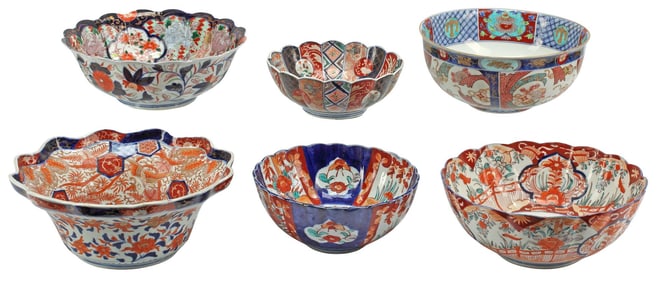 (6) JAPANESE MEIJI PERIOD IMARI BOWLS