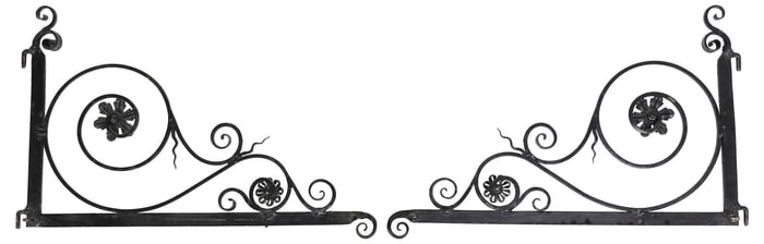 (2) ITALIAN PAINTED WROUGHT IRON ARCHITECTURAL WALL BRACKETS