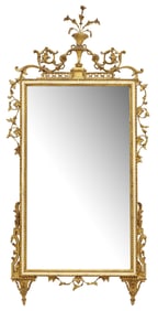 ITALIAN FLORENTINE PARCEL GILT OVERMANTEL MIRROR, 61"H