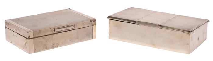 (2) ENGLISH STERLING SILVER CIGARETTE TABLE BOXES