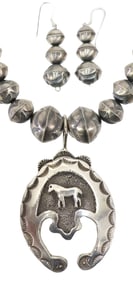 (2) EMERSON KINSEL NAVAJO NAJA PENDANT NECKLACE & EARRINGS