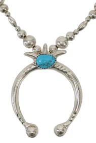 SOUTHWEST SILVER & TURQUOISE NAJA PENDANT NECKLACE