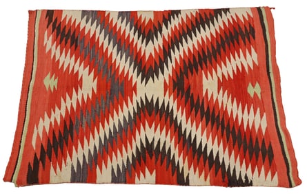 NATIVE AMERICAN NAVAJO 'EYEDAZZLER' WOOL RUG, 74"x 54"