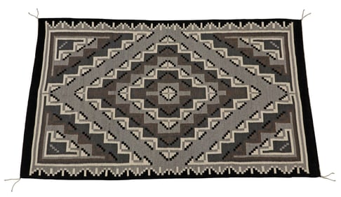 BETTY MORGAN NAVAJO TWO GREY HILLS WOVEN RUG, 5' X 3'