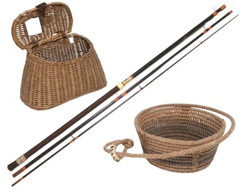 (3) PAUL BUNYAN'S FISH TACKLE FLY FISHING ROD & BASKETS