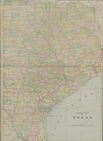 FRAMED ATLAS MAP EASTERN HALF OF TEXAS