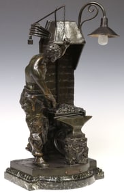 AFTER ROUSSEAU BLACKSMITH'S FORGE SCULPTURAL LAMP