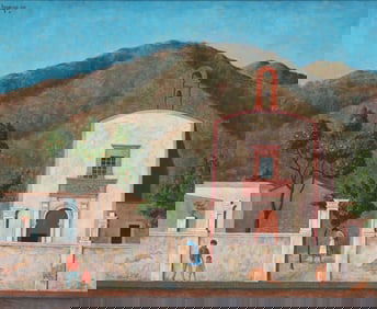 BERNIQUE LONGLEY (1923-1999) ADOBE MISSON CHURCH